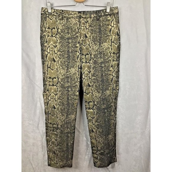 Worthington Women's Pants Gold Black Metallic Snake Print Sheen Crop Lined Sz 8 - Picture 6 of 8